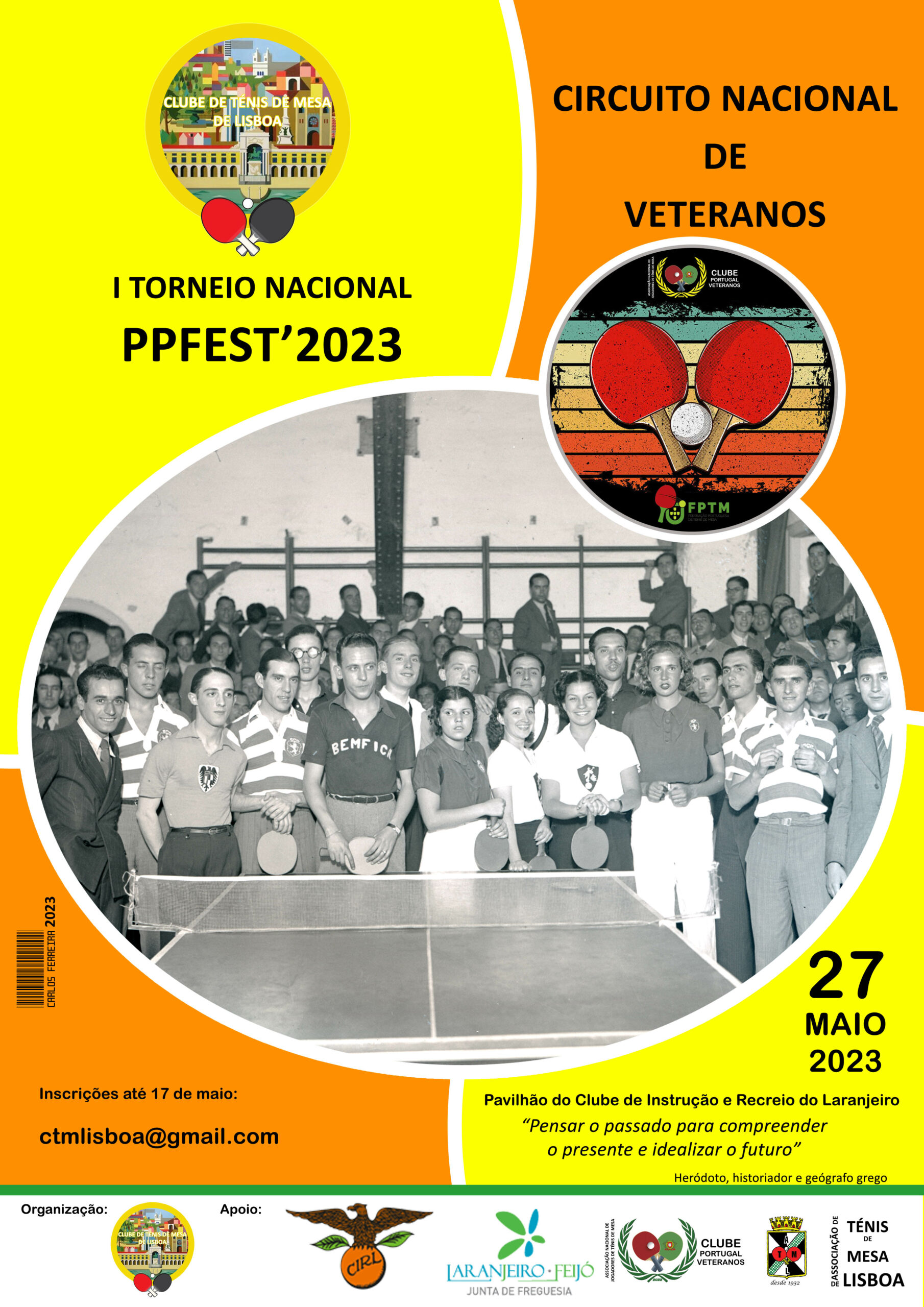 Inscrições no I Torneio Nacional Ping Pong Fest’23 Veteranos