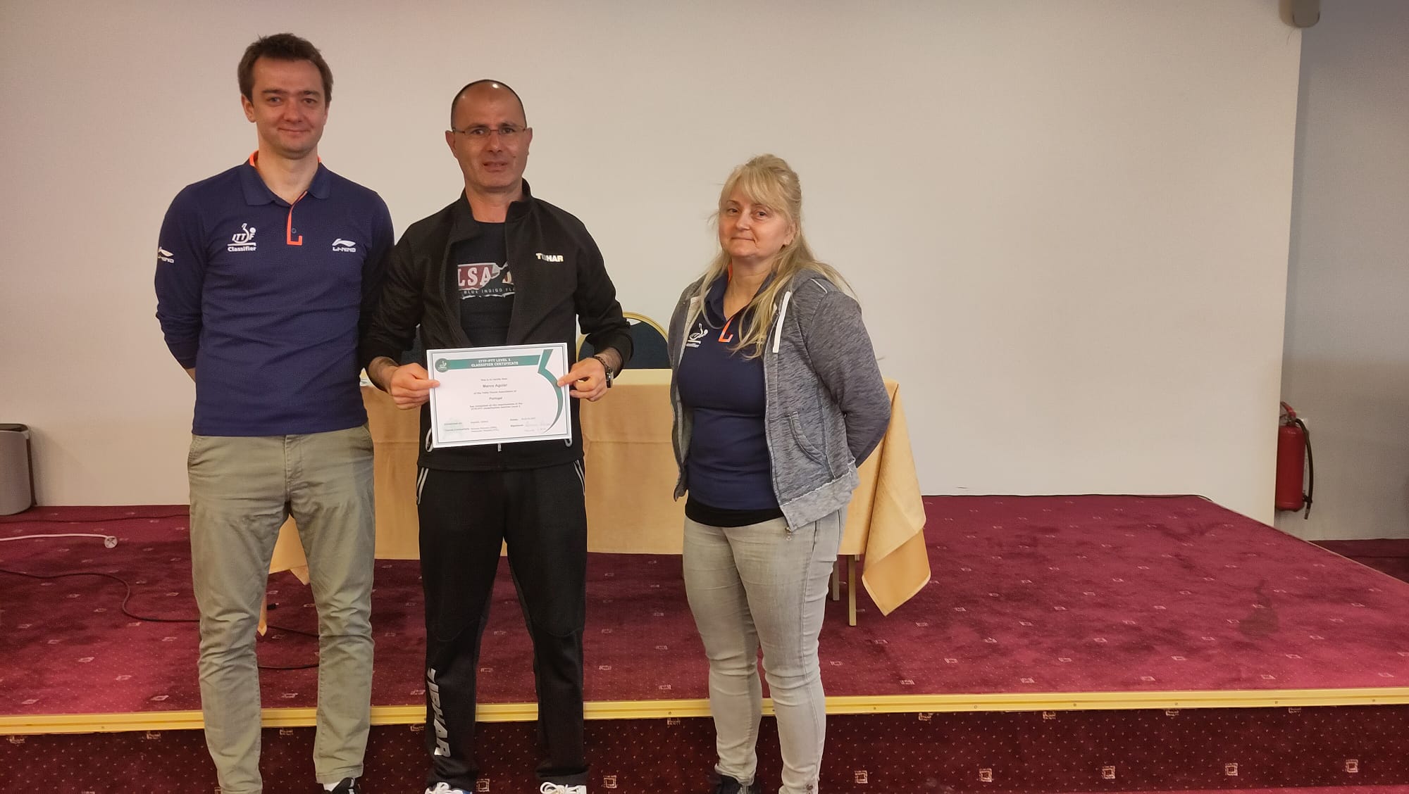 Marco Aguiar obtém certificado de classificador de nível I da ITTF