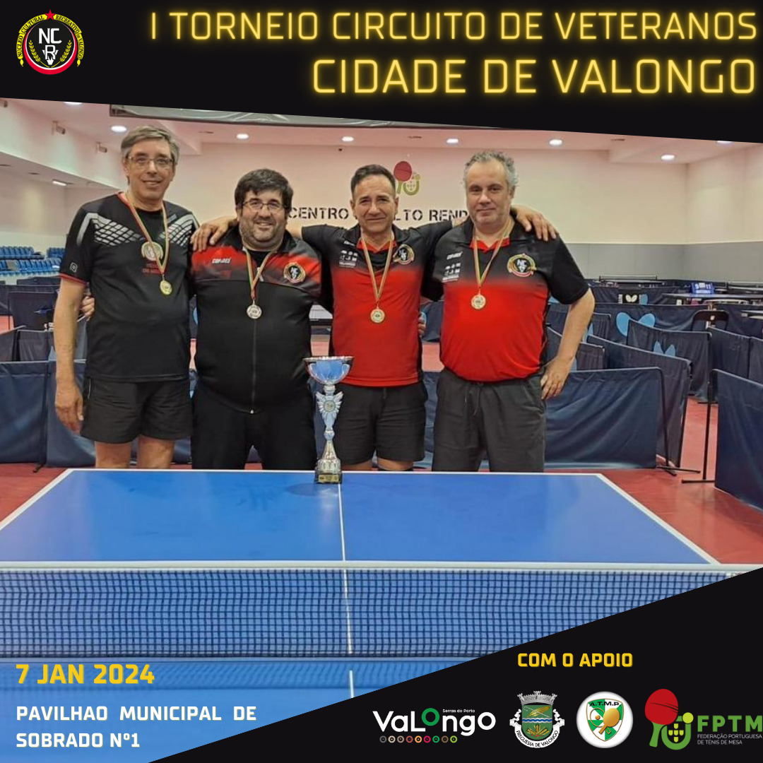 I Torneio Ténis de Mesa Circuito de Veteranos “Cidade de Valongo” a 7 de janeiro