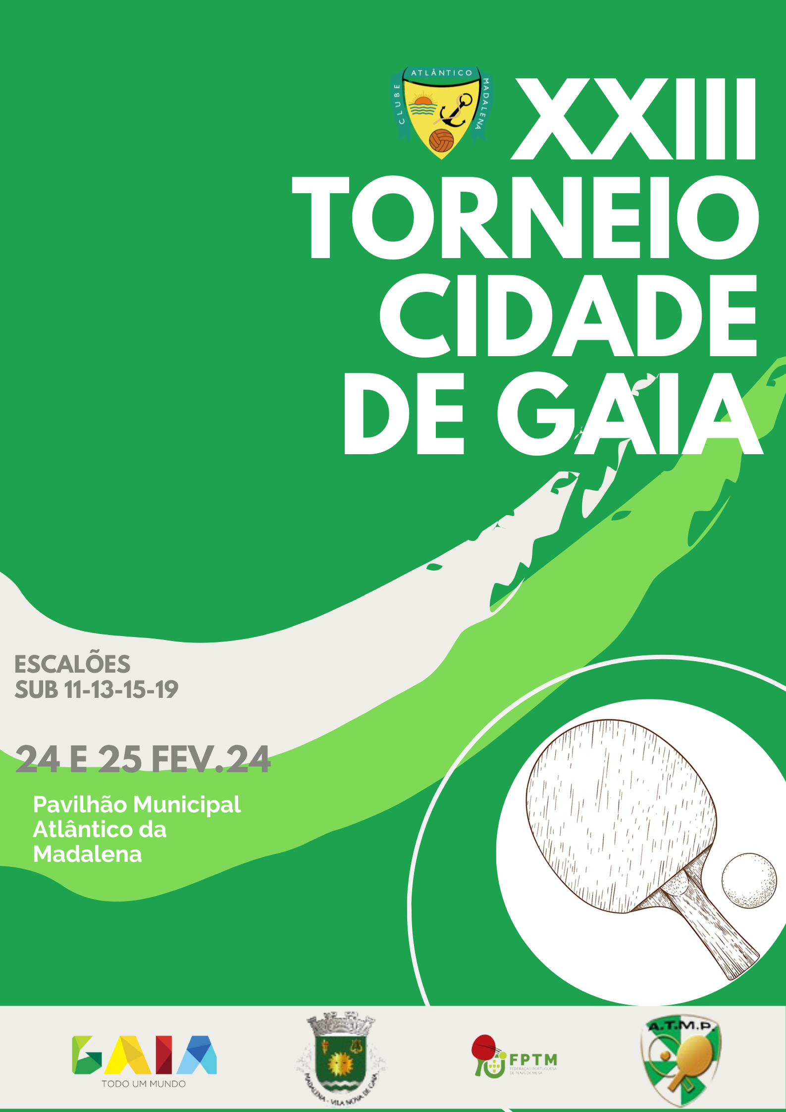 Inscrições XXIII Torneio Aberto Cidade de Gaia / Clube Atlântico da Madalena