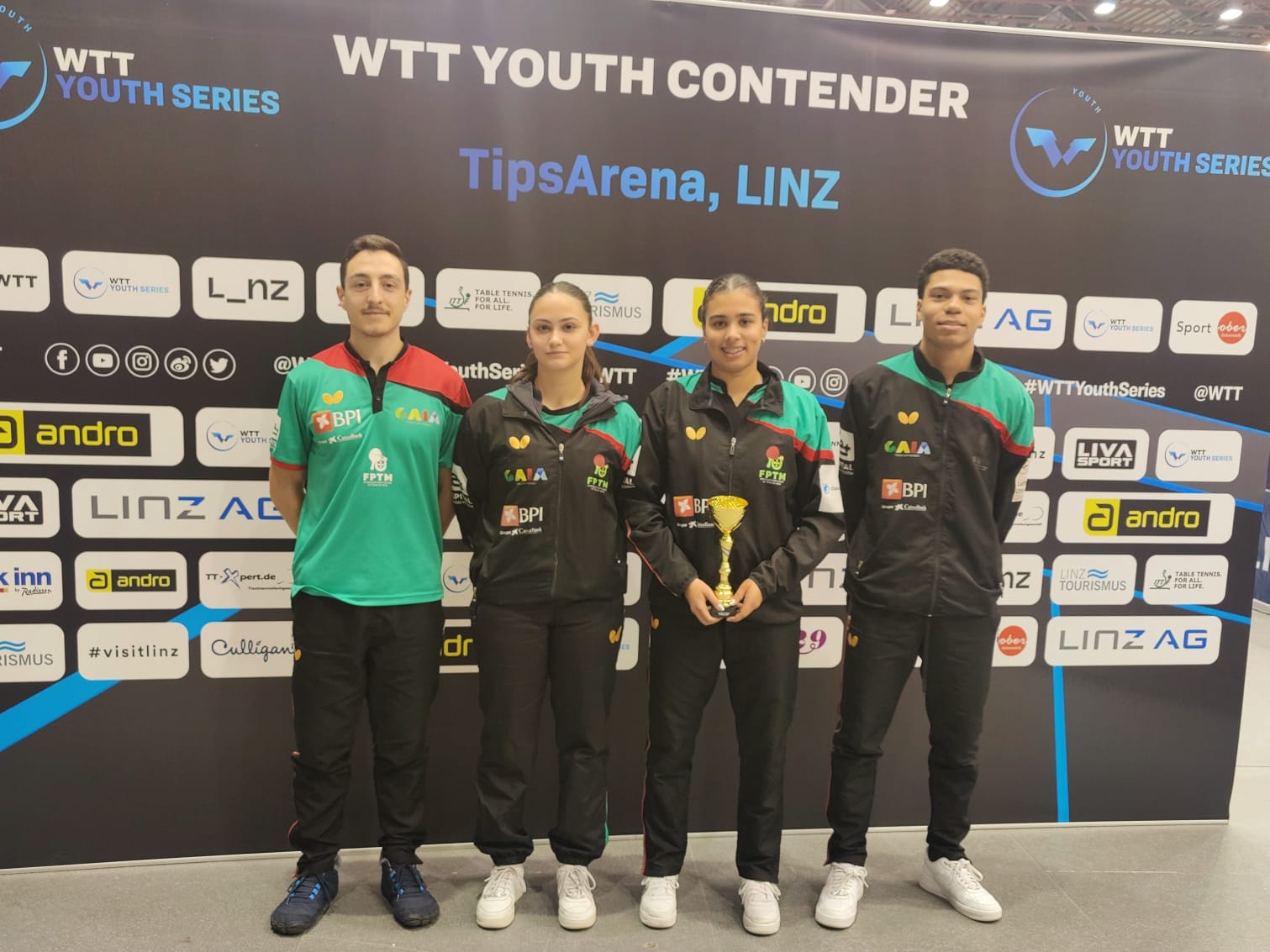 Matilde Pinto em 2.º lugar e Tiago Abiodun em 3.º no WTT Youth Contender Linz