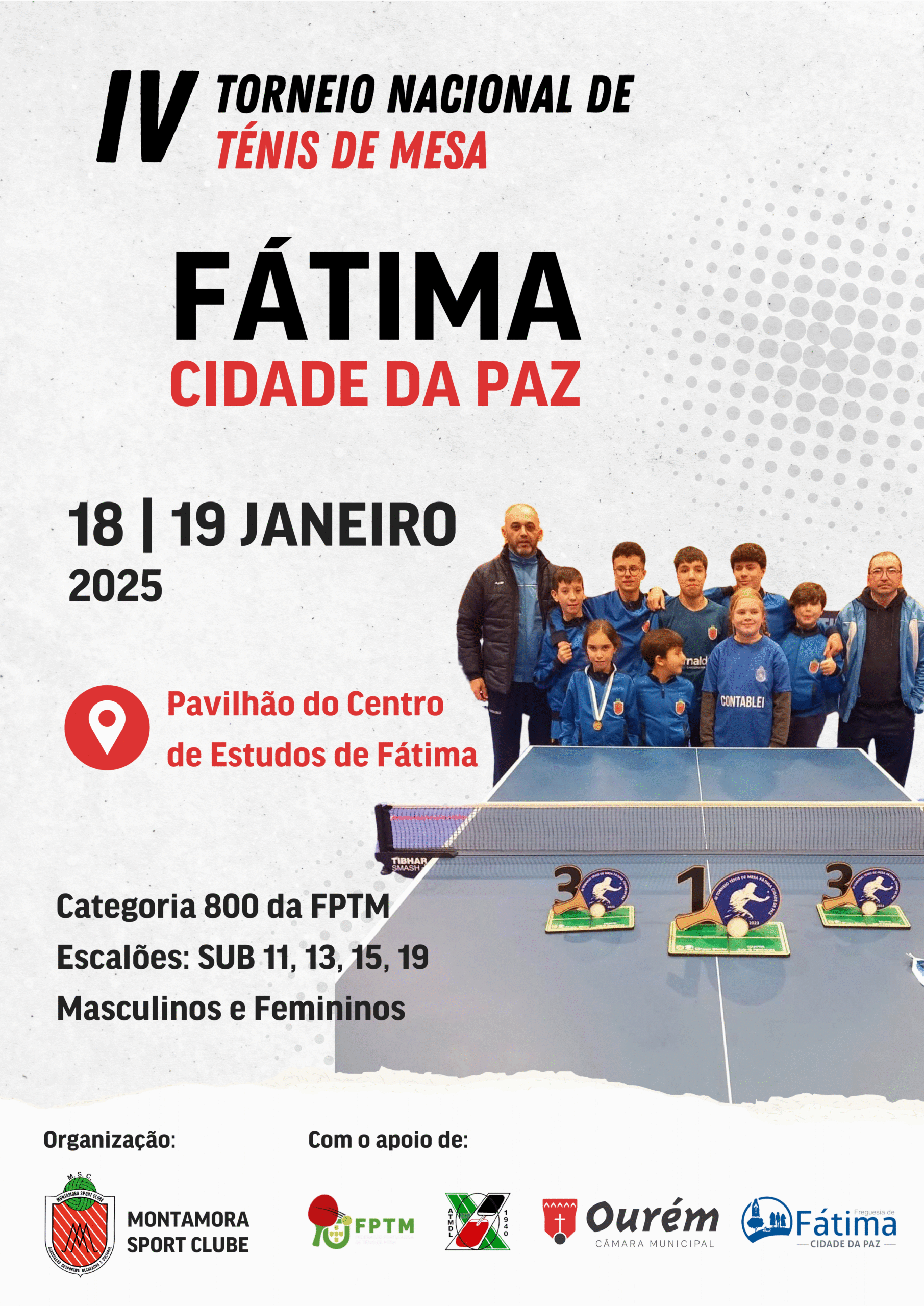 IV Torneio Nacional de Ténis de mesa – Fátima Cidade da Paz em janeiro