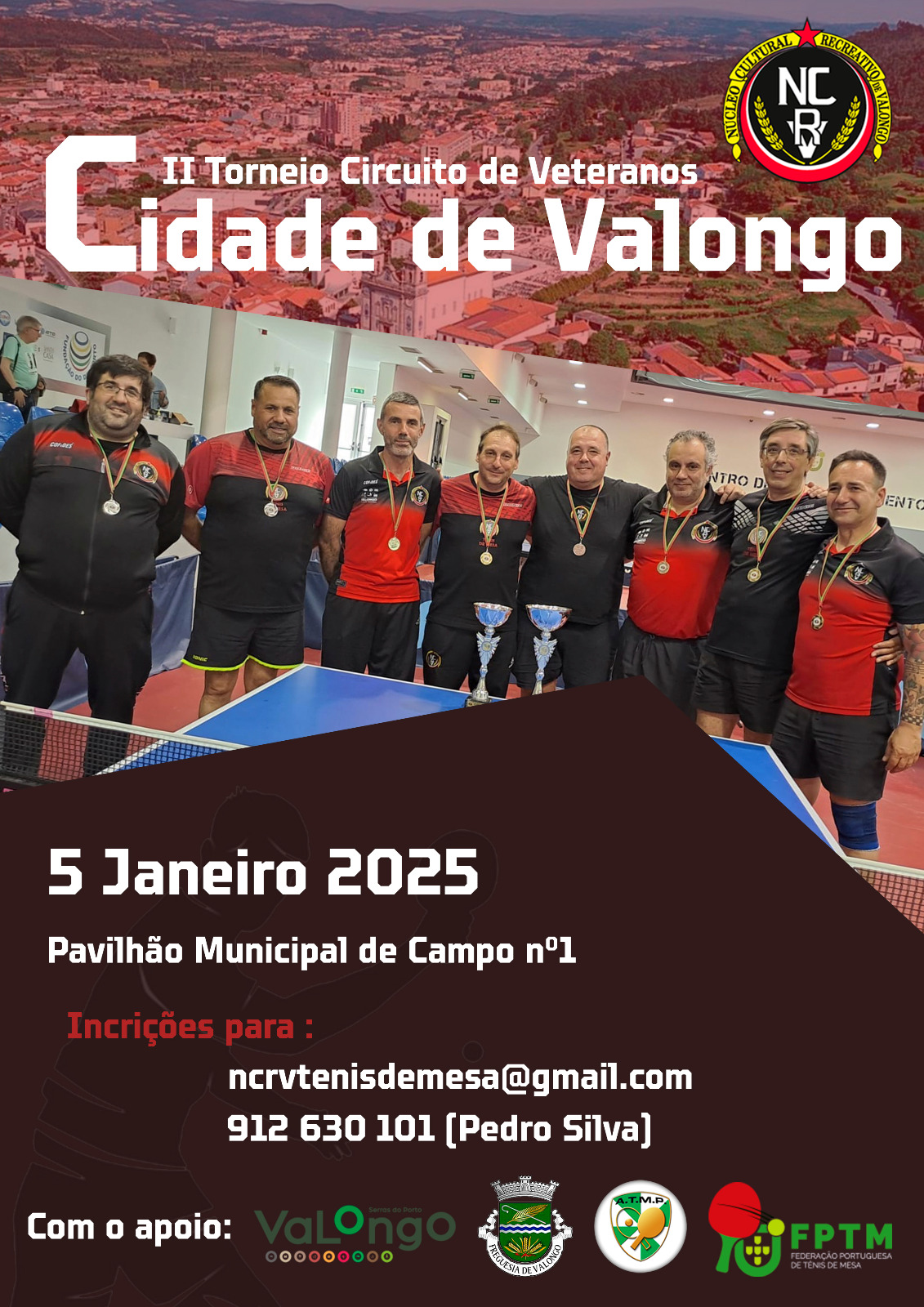 Inscrições para o II Torneio Ténis de Mesa Circuito de Veteranos “Cidade de Valongo”